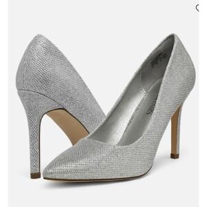 Dream Pairs‎ CHRISTIAN Silver Glitter Pointed Toe Stiletto Heels Women's Size 8